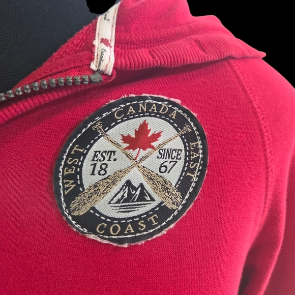 Canadiana Red Zip-Up Hoodie for Kids Size XL  14/16 - Picture 4 of 7